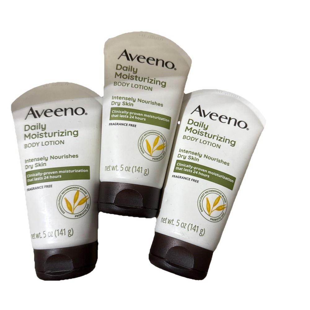 Aveeno Daily Moisturizing Body Lotion, Fragrance Free,‎ 5 Oz Lot (3)